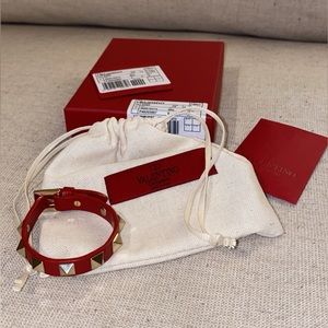Valentino Red & Gold Rockstud Bracelet